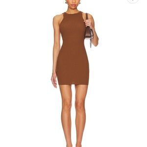 Superdown brown ribbed mini dress